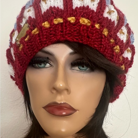 Hand Knits 2 Love Slouch Beanie Hat Hearts Homes Adjustable Fit Beads Designer - Picture 6 of 8